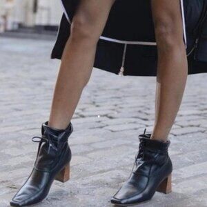 Awakening Ankle Booties in Black Leather Laces Women's Shoes